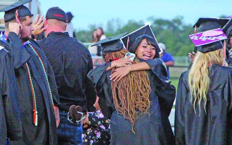 Sentinel Photo/Jessica Shepard Van Vleck High School graduates celebrate at Burl McKinney Stadium Thursday, May 21.