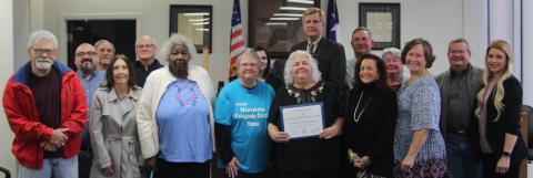 Sentinel photo/Mike Reddell Members of the Matagorda County Historical Commission joined Matagorda County Commissioners Court members Monday, Jan. 24, when the court presented the Distinguished Service Award to MCHC for its dedication and hard work during the 2020 year of service. 