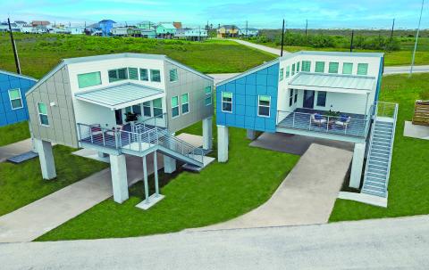 Two of the 10 LCRA beach bungalows at Matagorda Bay Nature Park