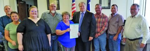 Sentinel Photo/Mike Reddell Commissioners Court approved a proclamation declaring Aug. 6-12 as National Health Center Week. The proclamation notes MEHOP’s 50 years of providing high-quality, and affordable preventive health care. MEHOP representatives were on hand for the proclamation.