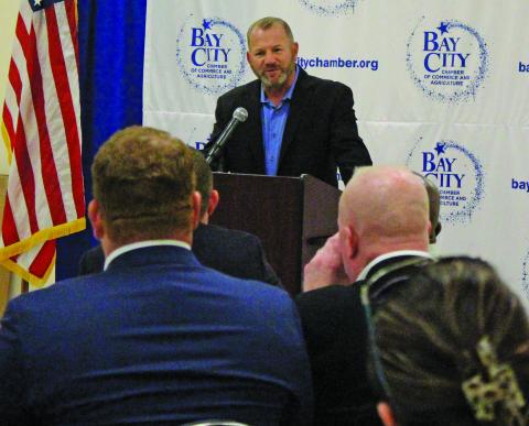 Sentinel Photo/Jessica Shepard Congressman Troy Nehls spoke on a variety of topics at a chamber luncheon.
