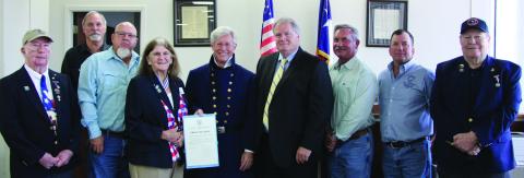 Sentinel Photo/Mike Reddell Commissioners Court approved a proclamation Monday, Sept. 11, declaring Saturday, Sept. 16, as First Texas Navy Day.