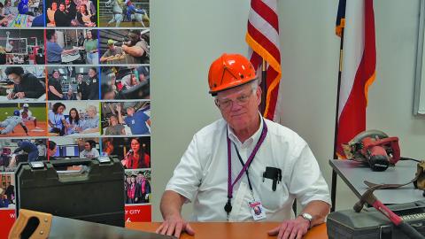 WCJC photo Wharton County Junior College Carpentry Instructor Bruce Holley displays some of the tools students will use in the General Carpentry Level I program. WCJC will launch construction trades training this spring at the Bay City campus. 