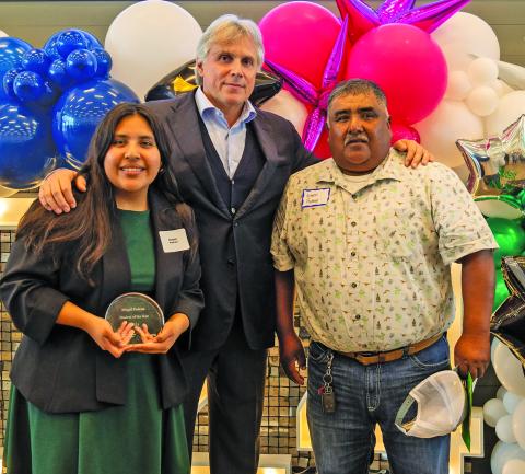 Tenaris photo Tenaris US President Luca Zanotti, center, with Student of the Year winner Abigail Padron and her father, Nereo Padron. 