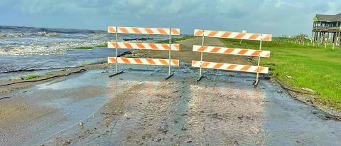 Contributed photo Barricades at Revetment Road block access to beach opportunities for a while, Precinct 2 Commissioner Mike Estlinbaum said.