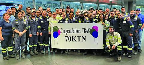 Tenaris photo TenarisBayCity broke the global monthly production record! Last month, the team produced 78k tons of steel pipe – the most ever produced by any Tenaris hot rolling mill in the world! 