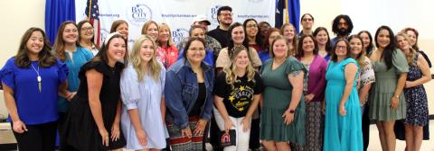 Sentinel Photo/Jessica Shepard New Bay City ISD teachers across all campuses posed for a picture at the Bay City Chamber of Commerce & Agriculture’s “New Teacher Breakfast” event on Aug. 7.