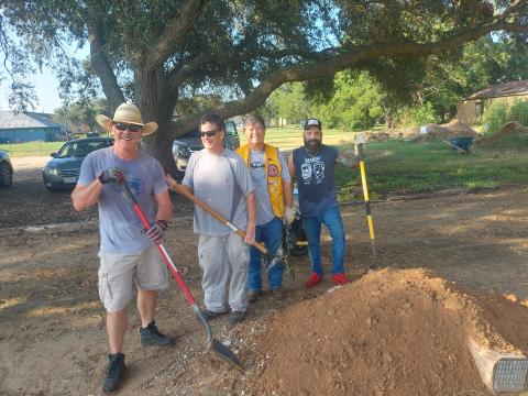 Lions photo On Saturday, Aug. 24, several members of the Bay City Lions Club came to help get the Bay City BMX Bike Park ready for use. Work included cleaning up the track, adding additional dirt on the hills and other sprucing up. Shown above, are, from left: Dan Shook Lion, Kevin Hecht, Bay City Gas Company Director, Kelsey Granberry, Lion, and Chris Cantu, Lion.
