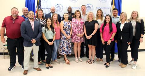 Sentinel Photo/Jessica Shepard Van Vleck ISD administrators joined the district's new teachers for a photo at the Bay City Chamber of Commerce & Agriculture's annual "New Teacher Breakfast" on Wednesday, Aug. 7.