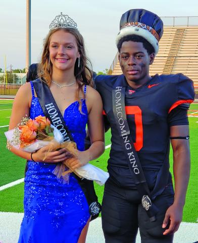 Sentinel Photo/Jessica Shepard Van Vleck High School Homecoming King Corey Austin and Queen Isabel Coleman were crowned last Friday at pre-game ceremonies.