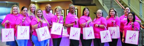 Sentinel photo/Jessica Shepard Matagorda Regional Medical Center, Matagorda Medical Group, and Natera staff donned pink in support of Breast Cancer Awareness Month at the breast exam and Natera genetic screening session Saturday, Oct. 5. Patients participating received a goody bag full of breast cancer and women's health information along with a variety of promotional items.