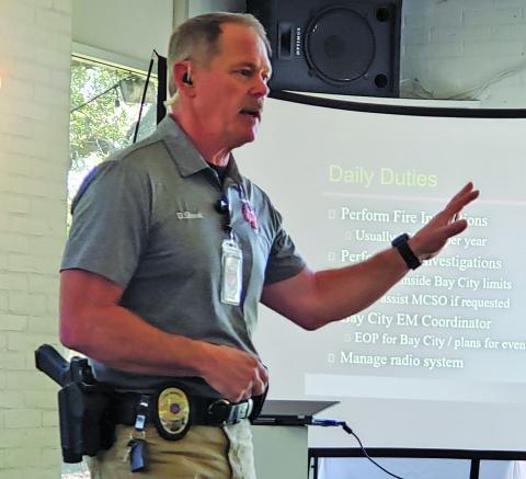 Bay City Fire Marshal Dan Shook was LEPC’s guest speaker. Sentinel Photo/Jessica Shepard