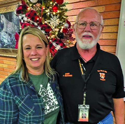VVISD Photo VVISD Superintendent Christie Dement shares a moment with Fred Wesselski during a recent farewell gathering.