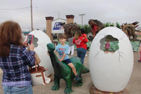 Sentinel Photo/MaLinda Reddell Dinosaurs & I Heart Cookies said this is its first visit in Bay City Monday, Feb. 10: “Epic experience with massive dinosaurs and a chance to purchase deep dish cookies.”