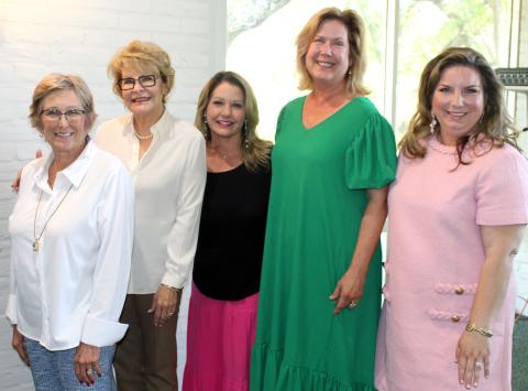 Sentinel Photo/Jessica Shepard Garden Club Design Show “Floral Design” winners were chosen out of five different class themes on Thursday, April 10. From left are Carol Butler, Linda Allison standing in for Erandi Allison, Erin Stone, Veronica Dibbern, and Caroline Kunkel. Butler also won “Best in Show” for her floral arrangement. 
