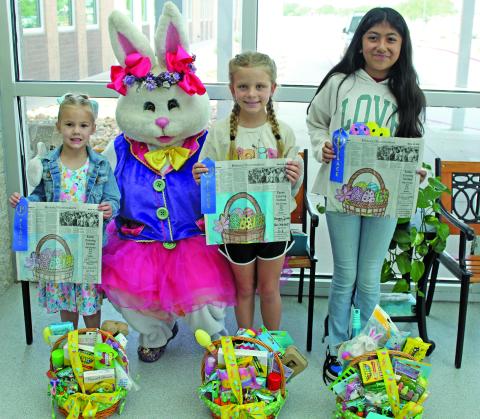 The 2025 Sentinel Easter coloring contest winners are: Alley Schneider, 2-4 age group; Flora; Morgan Joines, 5-8 age group; and Mireya Zustaifa, 9-12 age group. Sentinel Photo/Jessica Shepard