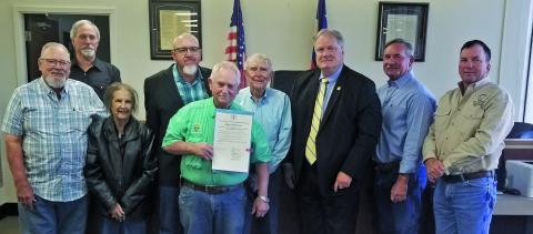 Sentinel Photo/Mike Reddell The county proclaimed April 27-May 4 as Texas Soil and Water Stewardship Week at Monday’s meeting.