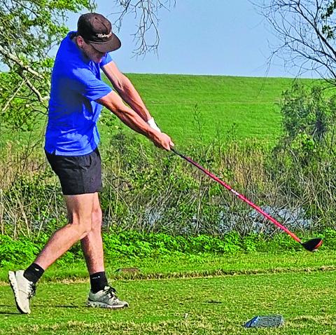 BCHS photo At last week's District 29 championships, Bay City boys finished 6th of 9 teams. Senior Trevor Frazier closed out his career as the top finisher for the Blackcats, placing 18th in a field of 55 golfers. Shown is Frazier teeing off on #10 last week at Freeport.