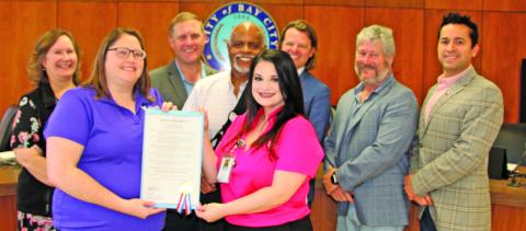 Sentinel Photo/Mike Reddell Mayor Robert Nelson, proclaimed May 4th through May 10th, as “National Travel and Tourism Week” In the City of Bay City, recognizing the critical role this industry plays.