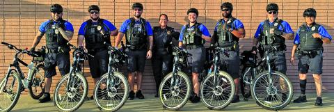 BCPD photo Chief Christella Rodriguez stands proudly with our newly certified Bike Patrol Officers—joined by a couple of currently certified officers—who are all ready to roll.