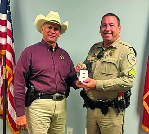 Courtesy photo Sheriff Rick DeLeon promoted Sgt. Jeremy Nash from Patrol Sergeant to Patrol Lieutenant. DeLeon noted Nash’s experience in leadership and his drive for all around success.