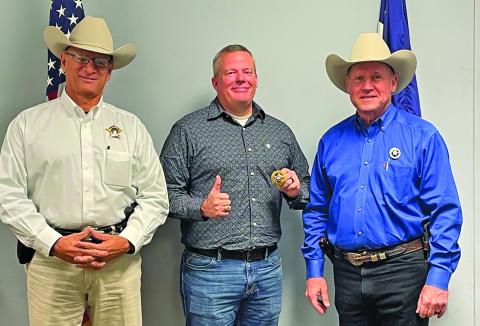 Contributed photo The Matagorda County Sheriff's Office recently welcomed Chris Hadash, center, who is the new Captain of the Criminal Investigation Division. Hadash brings many years of law enforcement experience and education to the Sheriff's Office and will be a tremendous asset, said Sheriff Rick DeLeon, left. At right is Chief Deputy Robert Thompson.
