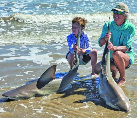 Sargent Constable Precinct 6 Bill Orton commented on a recent Facebook post that he and Chief Wesselski thought “it was beginning to look like shark week on Sargent Beach” recently. “Chief Wesselski and I met this young man and his grandfather fishing the surf. Each of them was pulling in a shark at the same time. Definitely a great memory for both of them,” Orton said. Photo/Bill Orton