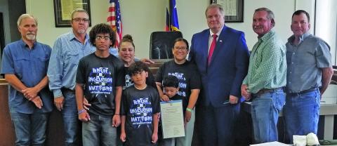 Sentinel Photo/Mike Reddell Commissioners Court proclaimed the month of April as “Autism Awareness Month” in Matagorda County.