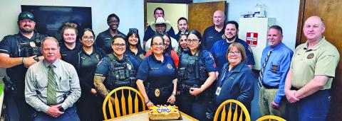 Contributed photo The staff of the police department recognized and celebrated Chief Christella Rodriguez's 39 years of service. Rodriguez is purpose driven and has a heart dedicated to serving others - 39 years is an incredible milestone. 