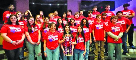 Contributed photo Tidehaven JH & HS Choirs received Superior Ratings and each brought home a trophy from The Pride of Texas Choir Contest in Friendswood. They sang beautifully, learned from respected guest choir directors. The Tidehaven faculty family stepped up as a team to transport these 82 young singers. Special thanks choir bus drivers, J.J. Sanchez, Coach William Dowell, and Coach Craig Nairn for transporting our kids. Also, thanks to chaperones Kayla Mata and Amber Kay.