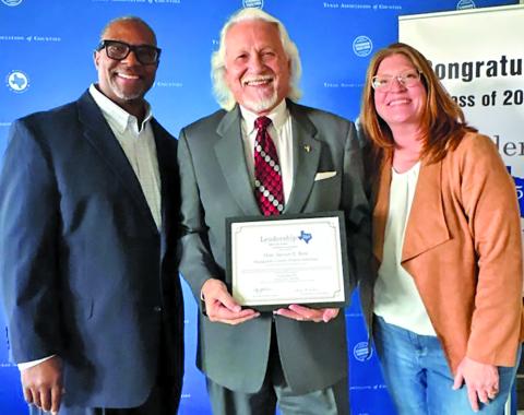 Contributed photo Attached photo includes, from left: Guest speaker Dallas County Clerk John Warren, Matagorda County District Attorney Steven Reis, and Director of Education & Member Services Haley Click.