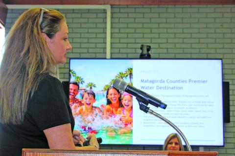 Sentinel Photo/Mike Reddell Bay City Community Development Corporation Executive Director guides City Council through new Aquatics Center presentation.