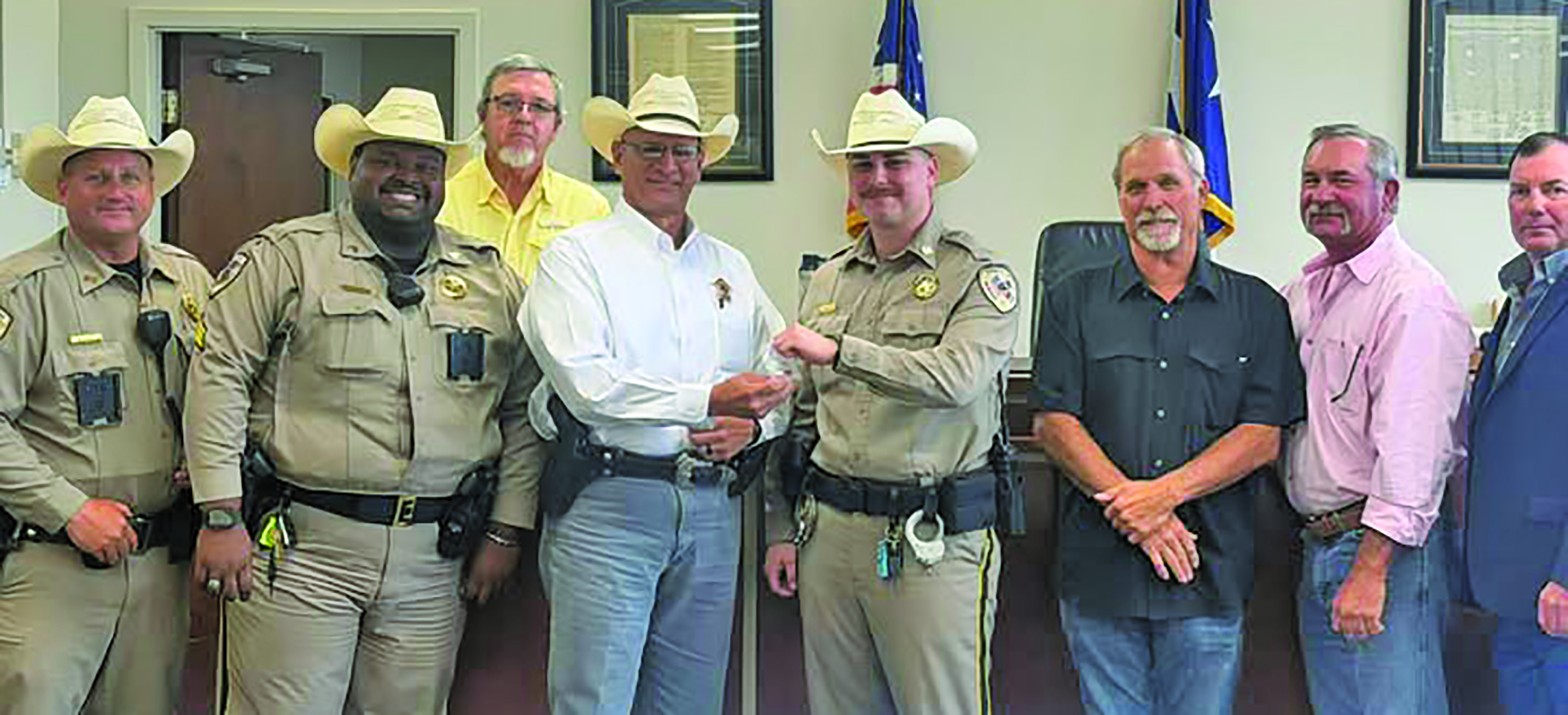 Contributed photo During Monday morning’s Commissioners Court meeting, Deputy Stephen Lang, Sergeant  Joel Wamget, and Deputy Corbin Montalvo were honored for their exemplary service. Their dedication and professionalism embody the commitment of the Matagorda County Sheriff’s Office to diligently protect and serve the residents of Matagorda County.   