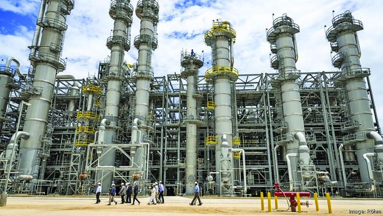 Houston Business Journal A group tours the new $1.6 billion plant during the opening ceremonies last week.