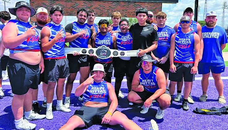 Contributed photo Tidehaven won the 3A Linemen Challenge State Championship Saturday, June 20. Tidehaven finished as 3A champions in tug of war, and overall points leader with 83 points, second place had 48 points.