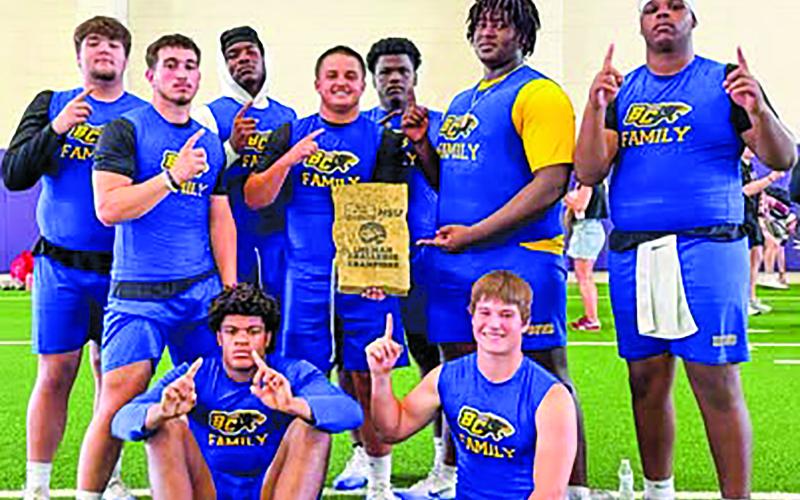 Contributed  photo Blackcat Linemen dominate their way through the recent Hardin-Simmons State Qualifying Lineman Challenge, earning the right to compete on June 20 for the Division II State Title.