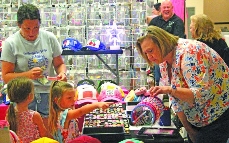 Sentinel Photo/Jessica Shepard Above, two young girls picked out their favorite headband designs at the Bay City Chamber of Commerce &amp; Agriculture's annual "Market Day" event last Saturday.