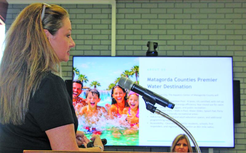 Sentinel Photo/Mike Reddell Bay City Community Development Corporation Executive Director guides City Council through new Aquatics Center presentation.