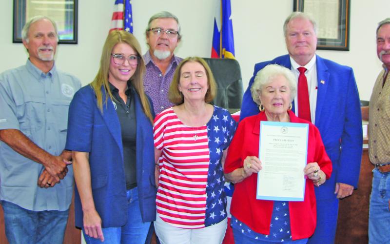 Members of Matagorda County Historical Commission members joined Matagorda County Commissioners Court Monday to observe the nation’s 250th Birthday. Sentinel Photo/ Jessica Shepard