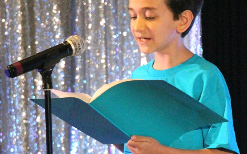 Sentinel Photo/Jessica Shepard  Bravo &amp; Co. Youth Theater student Sammy Aguilar, provided the introductory monologue for the theater’s grand opening ceremony on July 6. Aguilar was one of nine total current Bravo students that showcased their skills as part of the celebration.