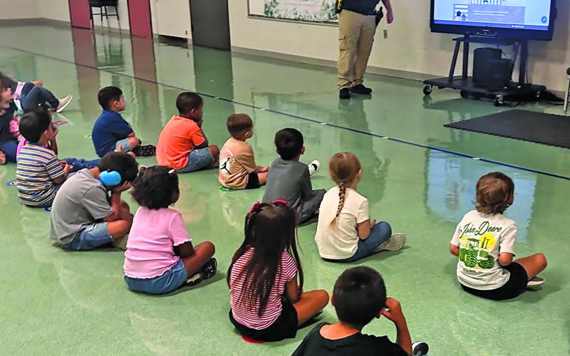 BCISD photo Officer Hlavinka preparing our Pre-K &amp; Kindergarten students for emergency situations with the Standard Response Protocol created by The "I Love U Guys" Foundation.