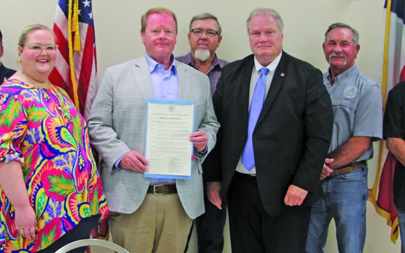 Matagorda County Commissioners Court proclaimed Aug. 2-8, 2026, as National Health Center Week in Matagorda County. Vibrance Health representatives were present for a photo with court members. Sentinel photo Mike Reddell
