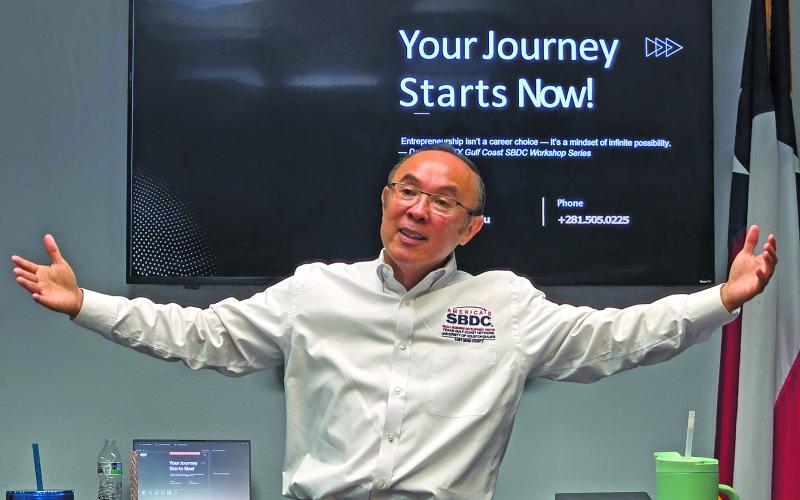 Sentinel Photo/Jessica Shepard Fort Bend SBDC Business Advisor Daniel Luu led over a dozen small business owners in an "Entrepreneurship 101" workshop on Wednesday, Aug. 26.