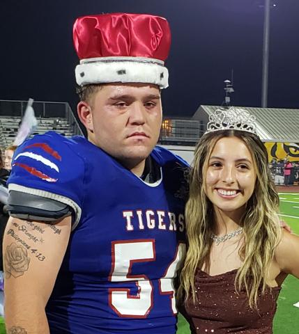 Sentinel photo/Jessica Shepard The Tidehaven High School 2021 Homecoming King and Queen are Jerry Johnson and Stephanie Sepulveda. Both were crowned at halftime during Tidehaven's game against Van Vleck, Oct. 22
