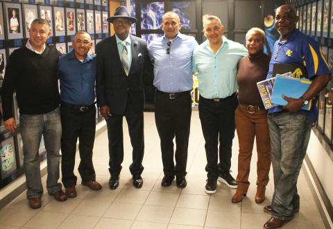 BCISD photo/Grant McGalliard Bay City ISD inducted nine members into the Blackcat Hall of Fame on Friday, Nov. 5. The nine new members were Christian Balli, Cornelio Castanon, Efrem Clark, Rickey Davidson, Ronnie Ford, Martin Garcia, Daniel Hawkins, Sandra Rutherford and Jonathan Yanez. All nine were recognized for their contributions to the Blackcat athletic legacy and were honored at halftime of the Blackcat football game against Stafford. Shown above, from left, are: Christian Balli, Jonathan Yanez, Ronn