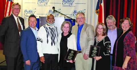 Above, County Judge Nate McDonald, Mayor Pro Tem Jason Childers, Mayor Robert Nelson, Nancy Knapik, Joe Enoch, Kim Marceaux, Councilman Jim Folse and Council Member Becca Sitz.