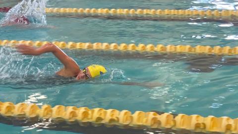 Photo Shelby Luder Megan Moya competing in the 500-meter freestyle at Coastal Bend Invite Jan. 7.