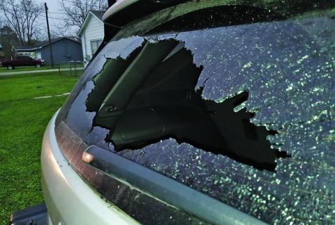 Contributed photo SUVs’ windows shattered were among the property damaged in Blessing shooting incident last week.