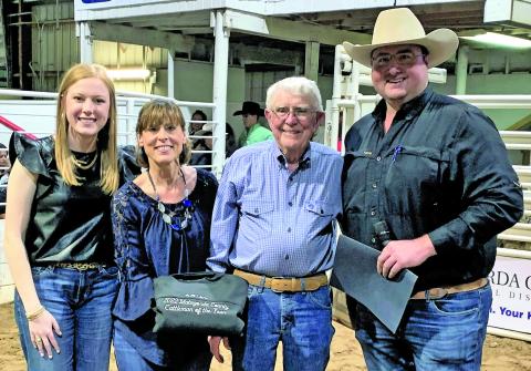 Contributed photo Presenting the Cattleman of the Year honor were, from left; Sydney Armatta, Pam Hoffman, Charles Baker - Winner - and Matthew Ashcraft.