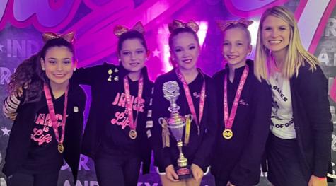 The Jazzettes are, from left, Kenzie Zamora, Mckinley Rocha, Ryleigh Siptak,  Eva Schneider, and Director Sarah Brashear
